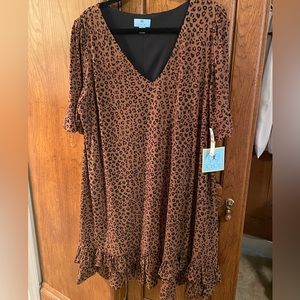 Cece NWT 2X leopard dress with ruffle details